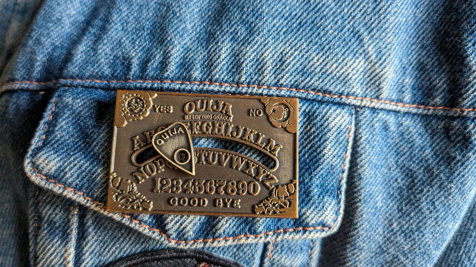 Embroidered denim jacket "Halloween, Scare Me" – photo 11
